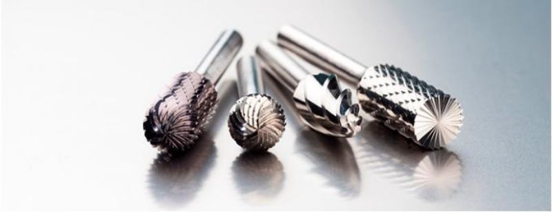 Various shapes and sizes of carbide burrs for steel used in metalworking and fabrication