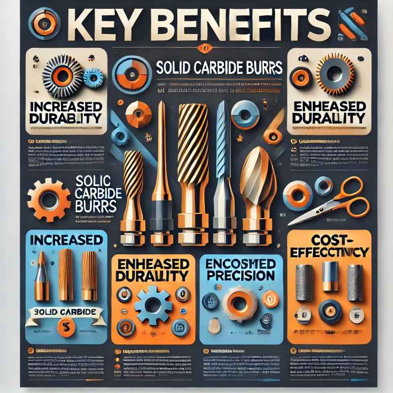Solid Carbide Burrs in use on metal and wood, highlighting precision and durability in industrial applications