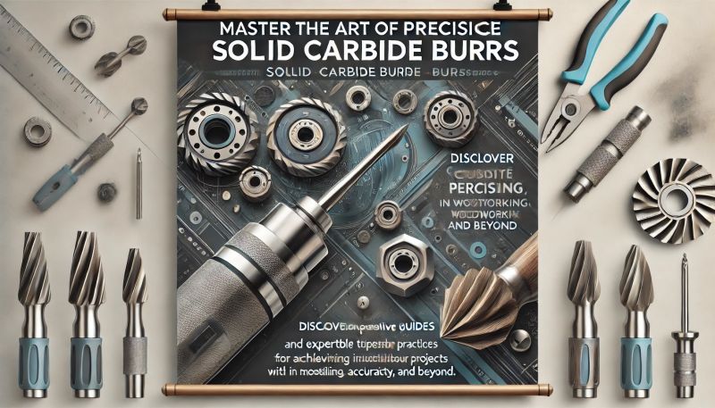 Solid Carbide Burrs in use on metal and wood, highlighting precision and durability in industrial applications