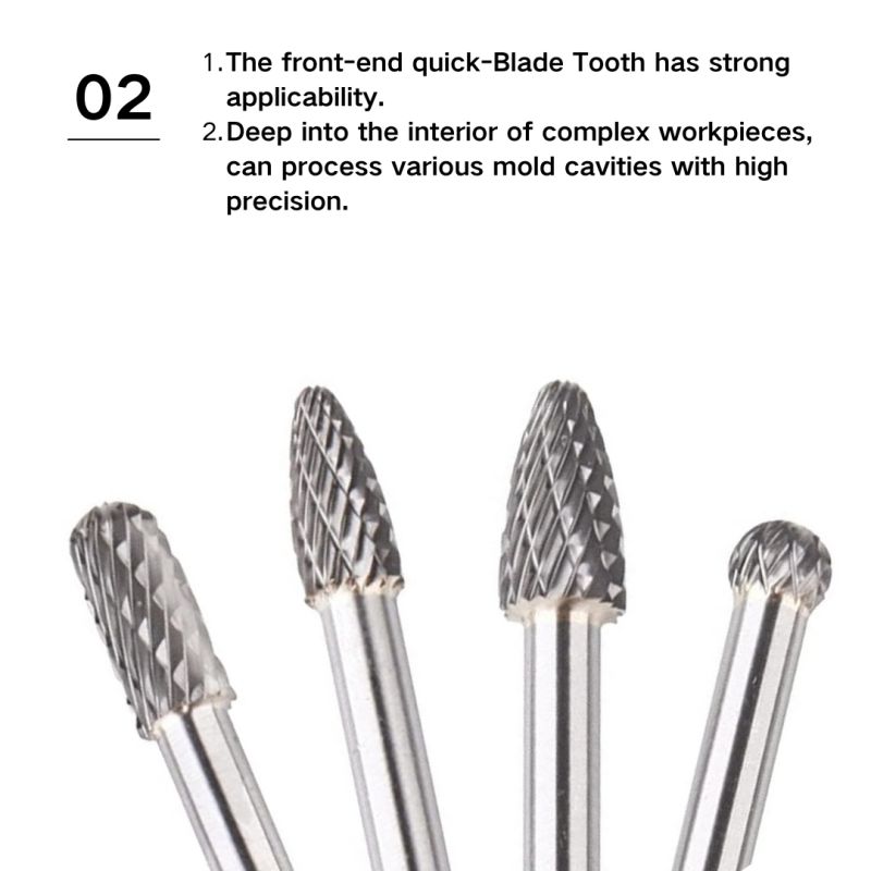6-inch extra long carbide rotary burr set for precision machining