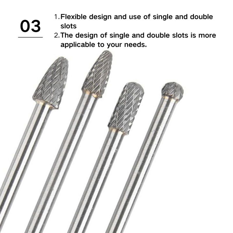 6-inch extra long carbide rotary burr set for precision machining