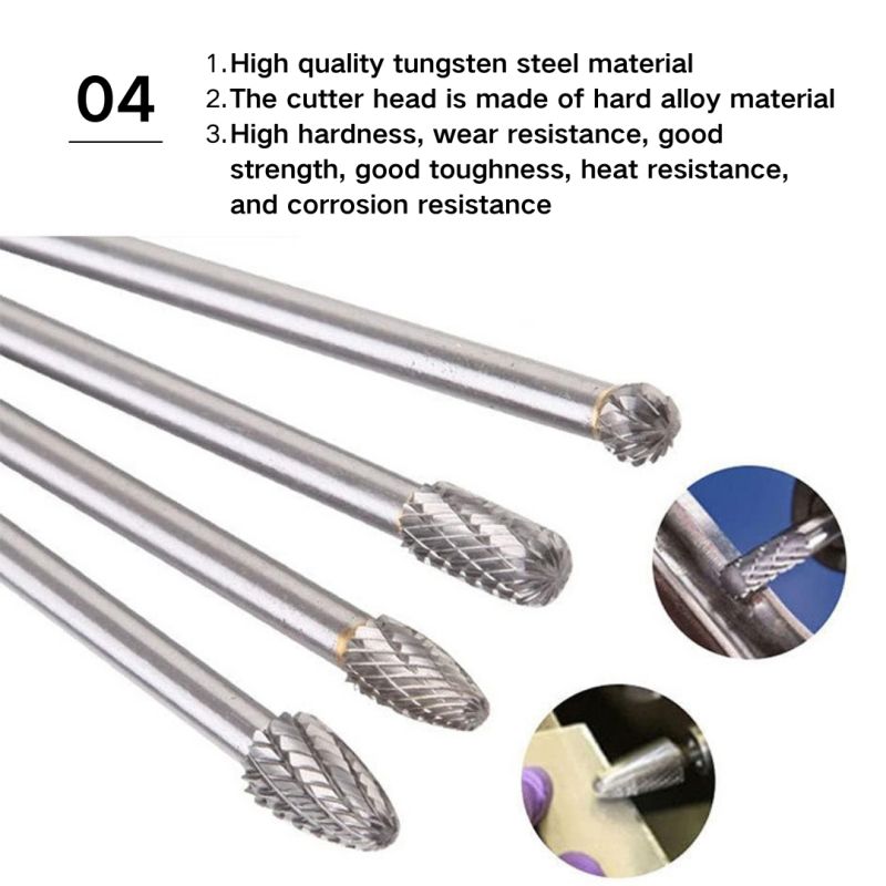 6-inch extra long carbide rotary burr set for precision machining