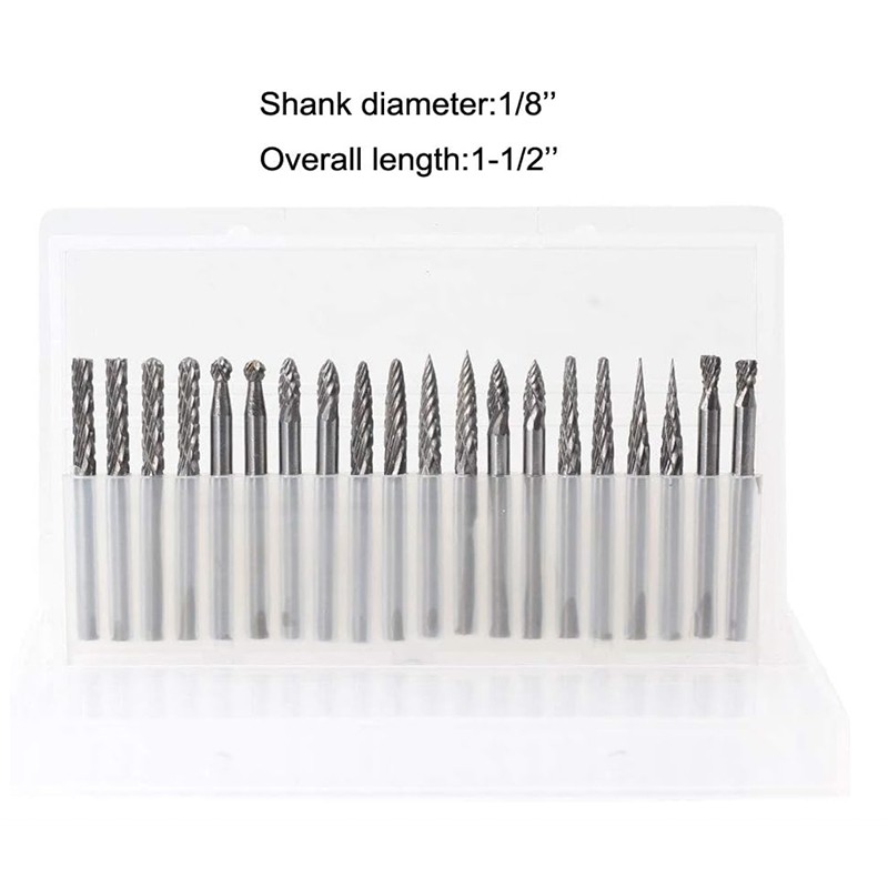 3*3mm 20 pcs Double Cut Rotary File Carbide Burr Set