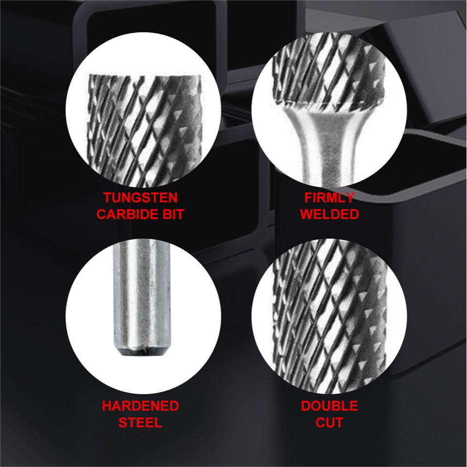 Various types of rotary files used in metalworking, woodworking, and industrial applications