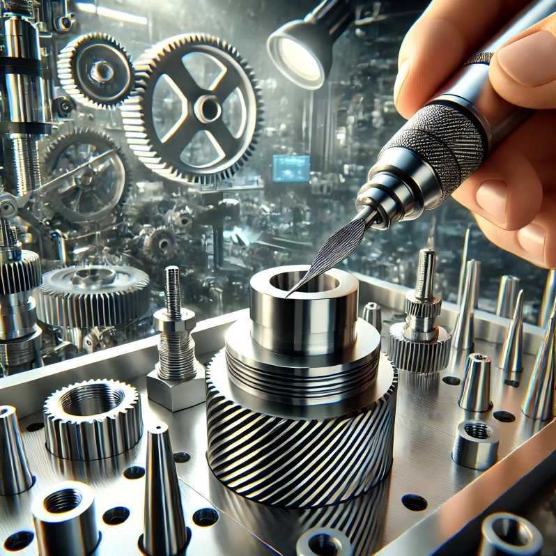 Various types of rotary files for steel arranged on a workbench, showing different shapes and sizes designed for specific industrial applications