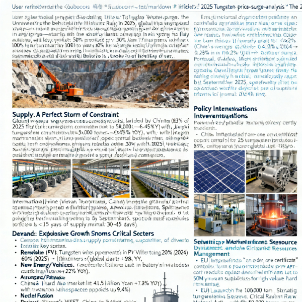 The 2025 Tungsten Price Surge: Unraveling the Perfect Storm Behind the Historic Rally